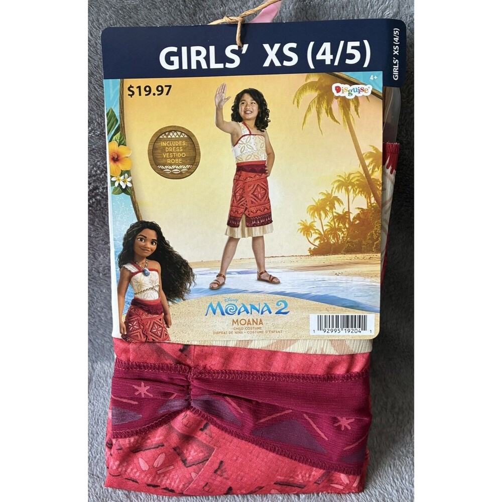 New Disney Moana 2 Girls Kids Halloween Costume Size XS 4/5
